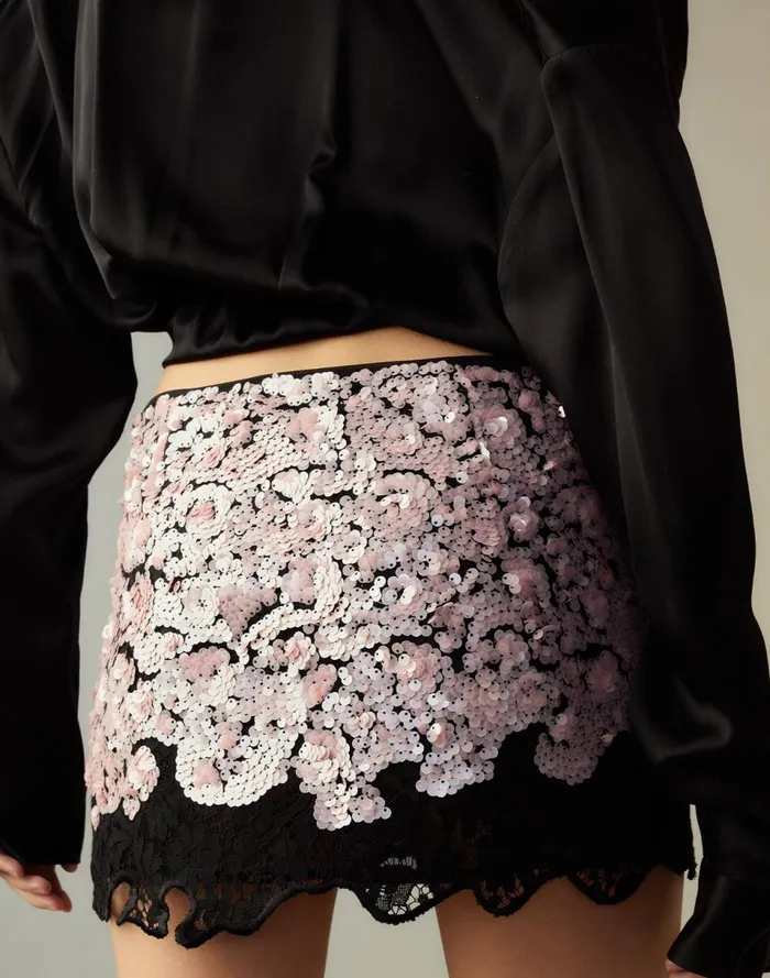 Women Cynthia Rowley Bottoms The Cosmo Sequin Skirt Black Women Cynthia Rowley Bottoms The Cosmo Sequin Skirt Black