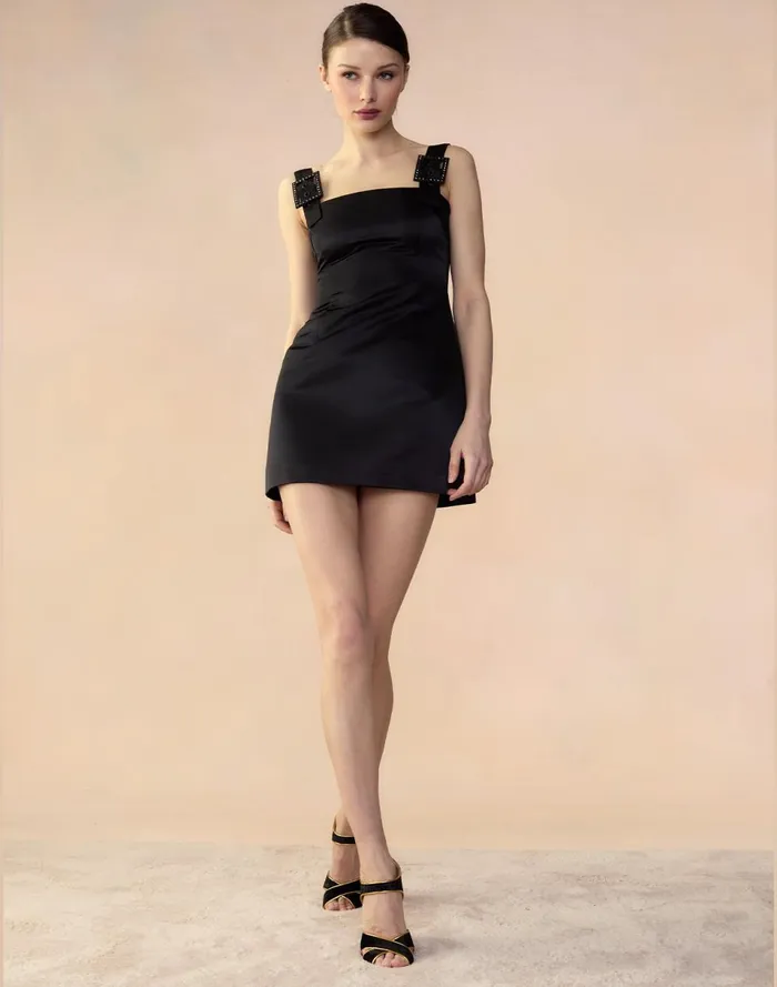 Women Cynthia Rowley Dresses Gigi Satin Dress Black Women Cynthia Rowley Dresses Gigi Satin Dress Black