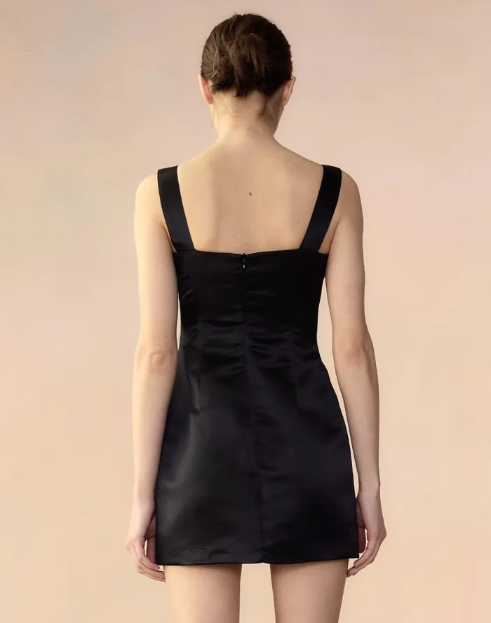 Women Cynthia Rowley Dresses Gigi Satin Dress Black Women Cynthia Rowley Dresses Gigi Satin Dress Black