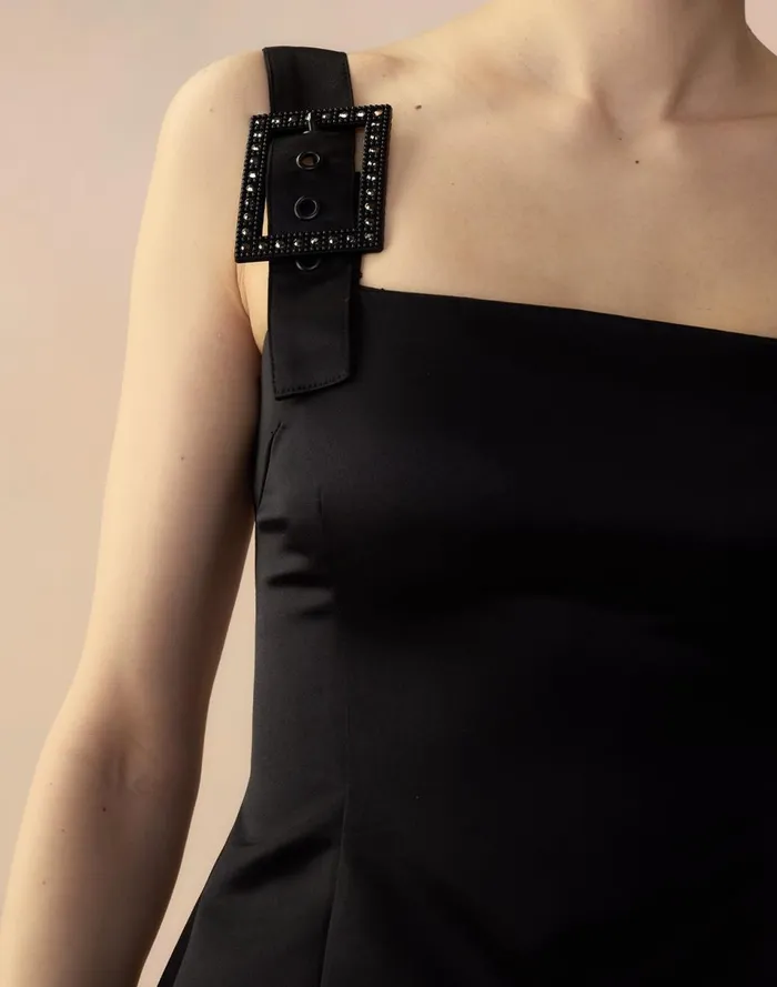 Women Cynthia Rowley Dresses Gigi Satin Dress Black Women Cynthia Rowley Dresses Gigi Satin Dress Black
