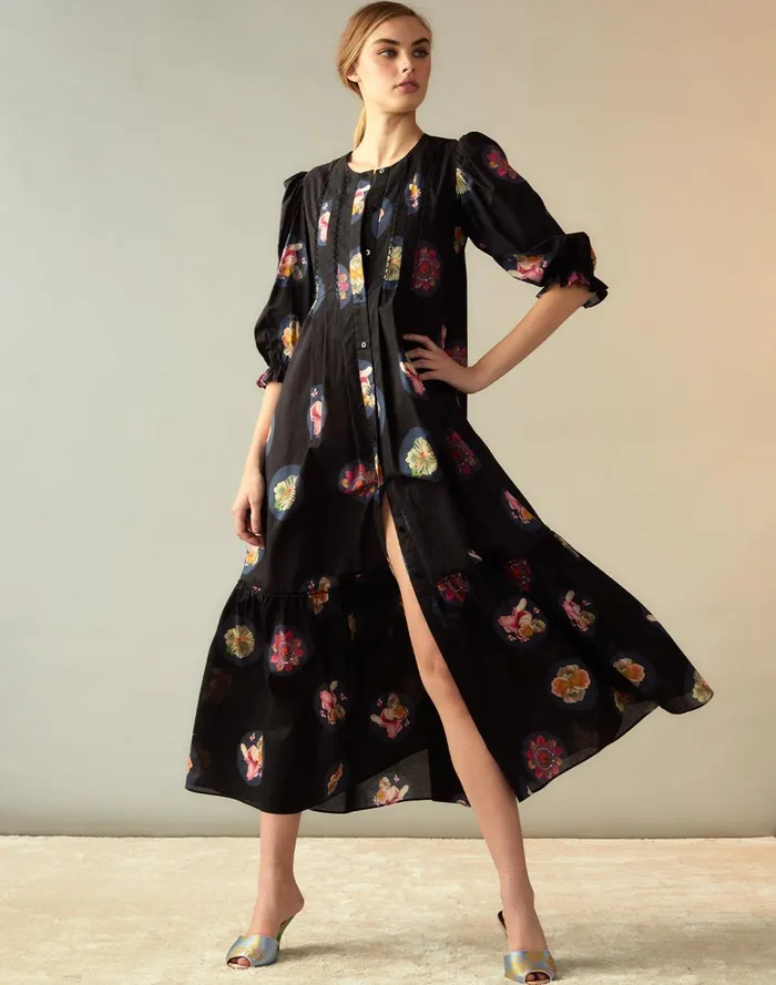 Women Cynthia Rowley Dresses Moonlit Fleur Voile Dress Blkfl Women Cynthia Rowley Dresses Moonlit Fleur Voile Dress Blkfl