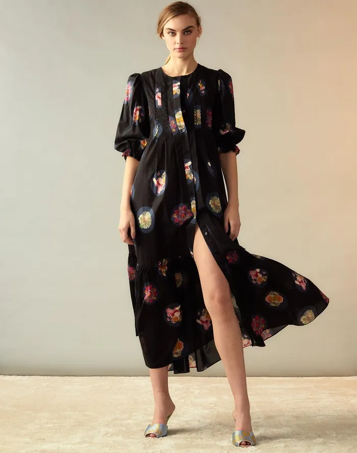Women Cynthia Rowley Dresses Moonlit Fleur Voile Dress Blkfl Women Cynthia Rowley Dresses Moonlit Fleur Voile Dress Blkfl