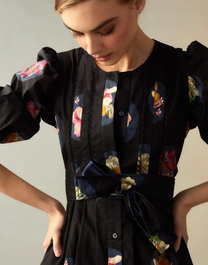 Women Cynthia Rowley Dresses Moonlit Fleur Voile Dress Blkfl Women Cynthia Rowley Dresses Moonlit Fleur Voile Dress Blkfl