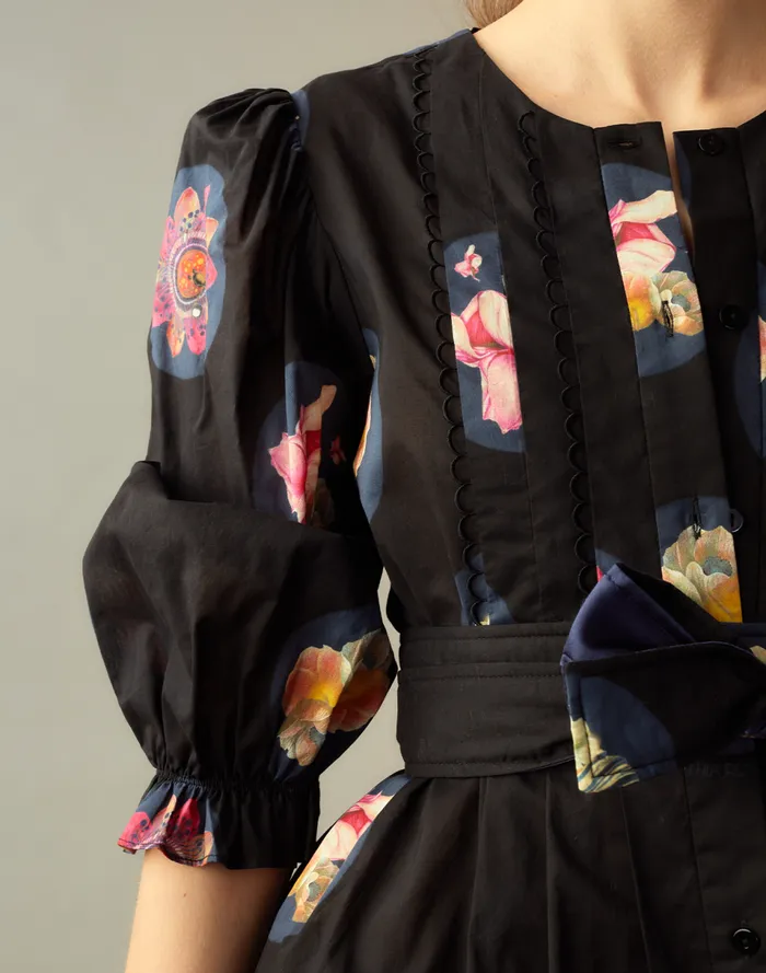 Women Cynthia Rowley Dresses Moonlit Fleur Voile Dress Blkfl Women Cynthia Rowley Dresses Moonlit Fleur Voile Dress Blkfl
