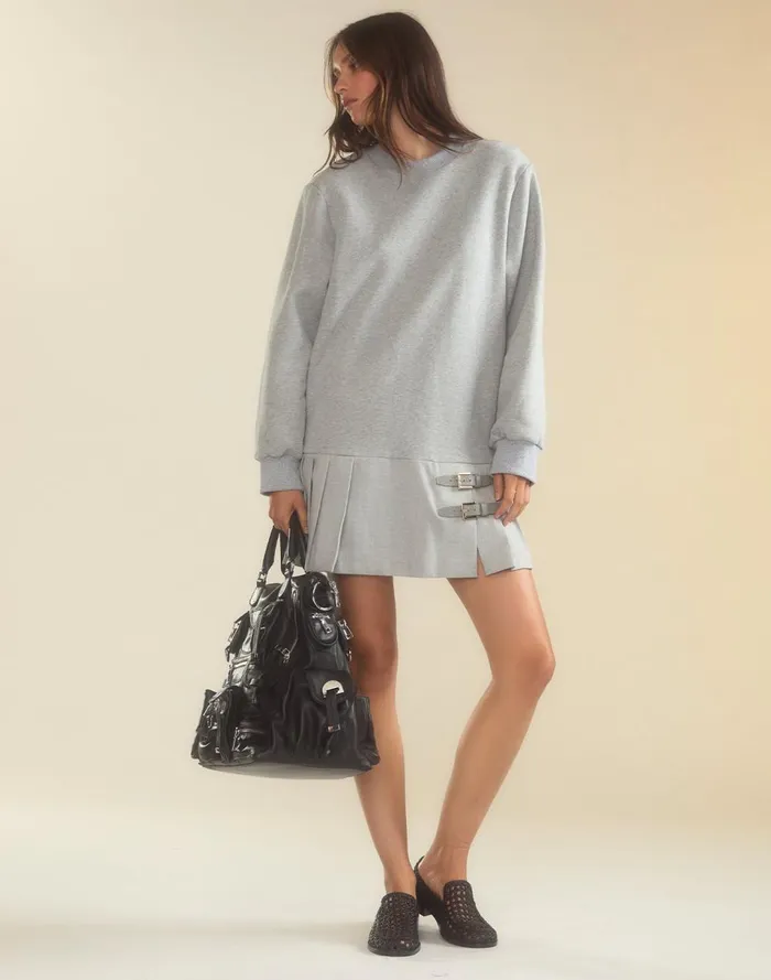 Women Cynthia Rowley Dresses Preston Pleated Sweatshirt Dress Hgrey