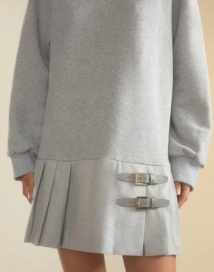 Women Cynthia Rowley Dresses Preston Pleated Sweatshirt Dress Hgrey