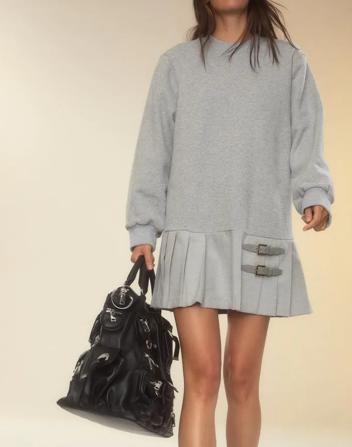 Women Cynthia Rowley Dresses Preston Pleated Sweatshirt Dress Hgrey