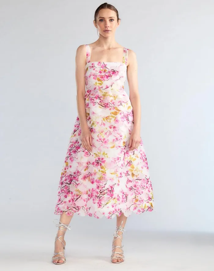 Women Cynthia Rowley Dresses Scalloped Petal Midi Dress White Women Cynthia Rowley Dresses Scalloped Petal Midi Dress White