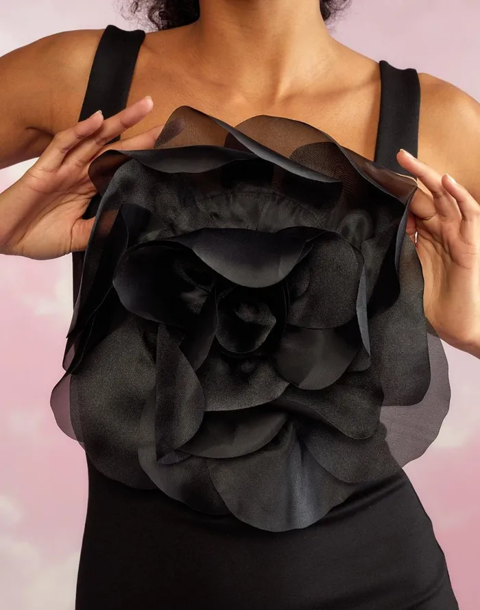 Women Cynthia Rowley Dresses Sofia Organza Flower Dress Black Women Cynthia Rowley Dresses Sofia Organza Flower Dress Black