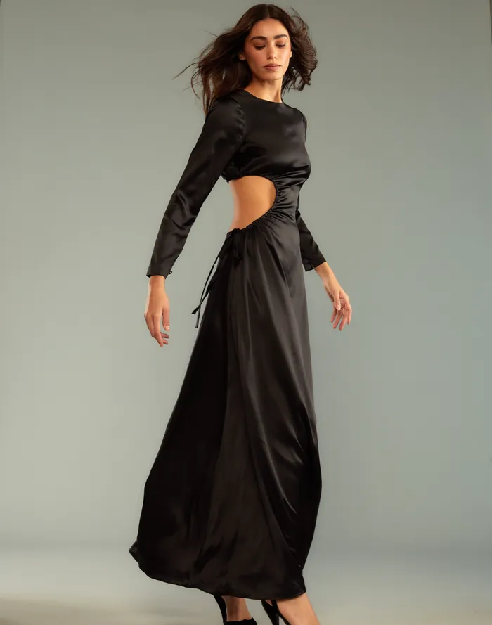 Women Cynthia Rowley Dresses Striking Silk Dress Black Women Cynthia Rowley Dresses Striking Silk Dress Black