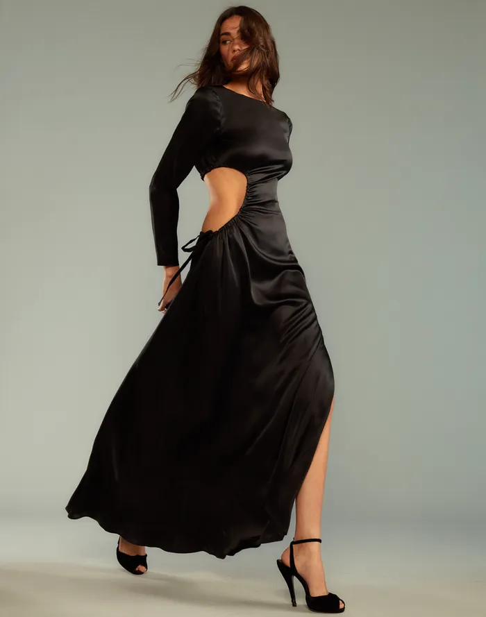 Women Cynthia Rowley Dresses Striking Silk Dress Black Women Cynthia Rowley Dresses Striking Silk Dress Black
