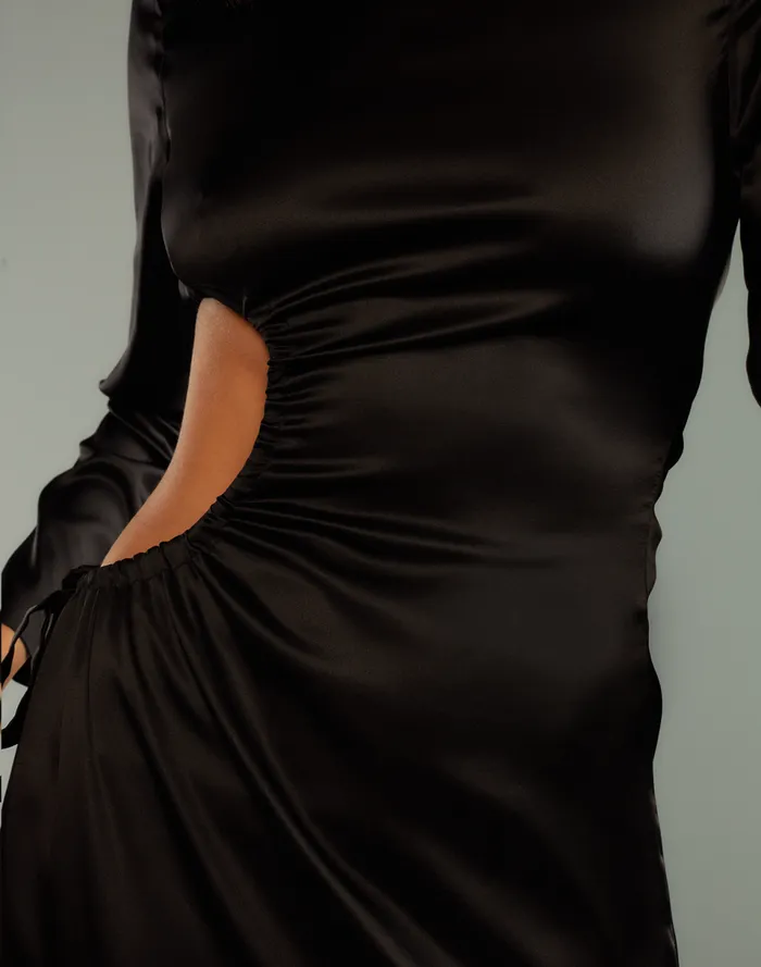 Women Cynthia Rowley Dresses Striking Silk Dress Black Women Cynthia Rowley Dresses Striking Silk Dress Black