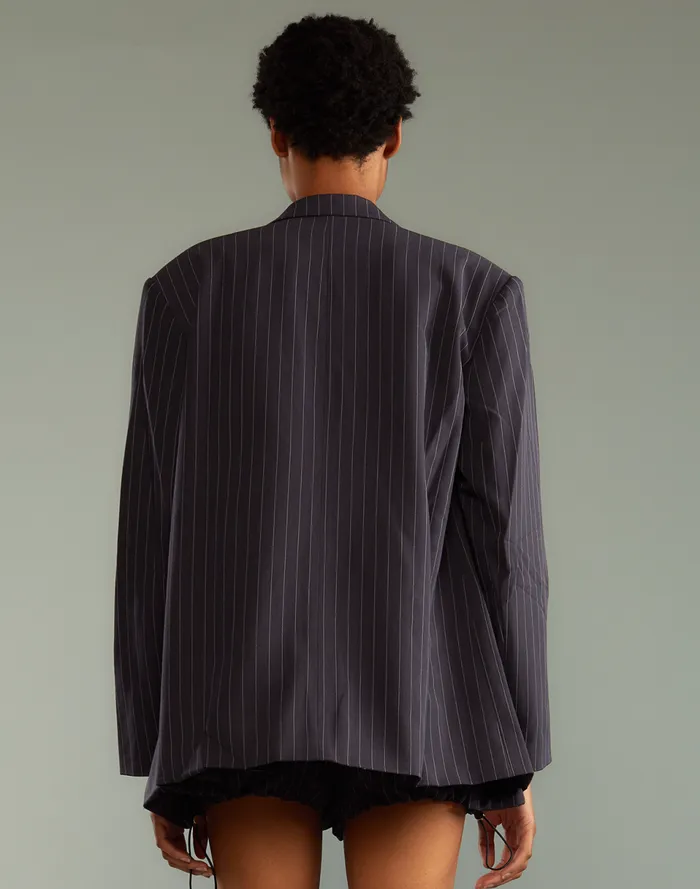 Women Cynthia Rowley Outerwear Pinstripe Blazer Blue