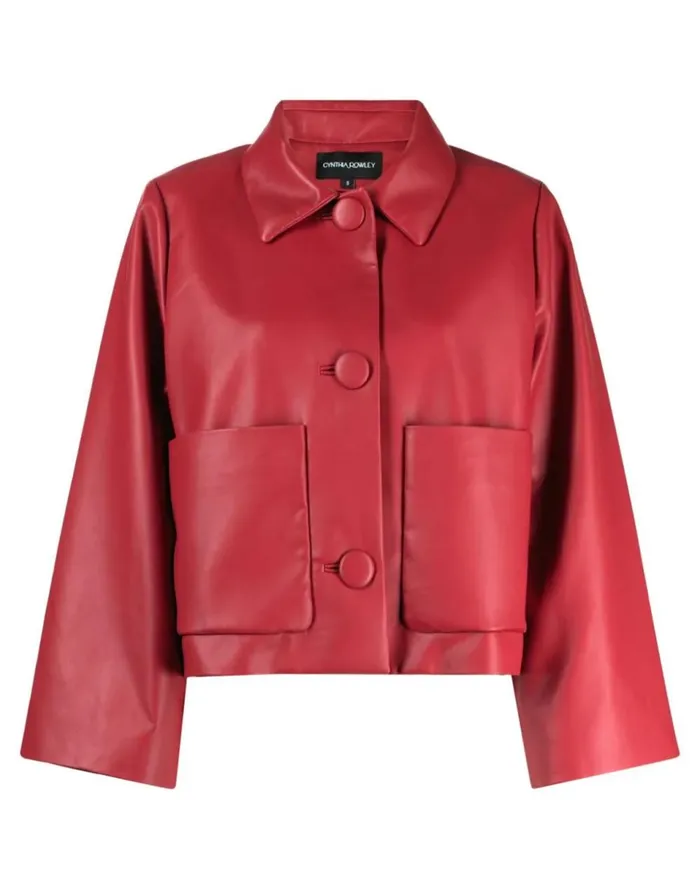 Women Cynthia Rowley Outerwear Vegan Leather Jacket Red Women Cynthia Rowley Outerwear Vegan Leather Jacket Red