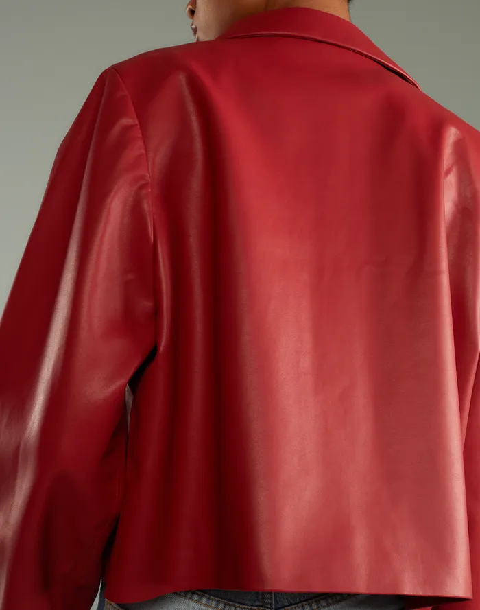 Women Cynthia Rowley Outerwear Vegan Leather Jacket Red Women Cynthia Rowley Outerwear Vegan Leather Jacket Red