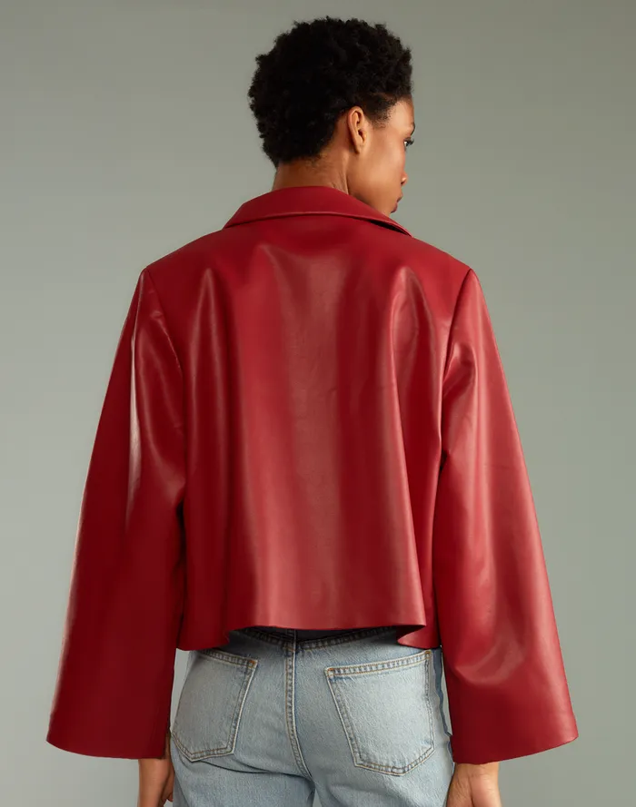 Women Cynthia Rowley Outerwear Vegan Leather Jacket Red Women Cynthia Rowley Outerwear Vegan Leather Jacket Red