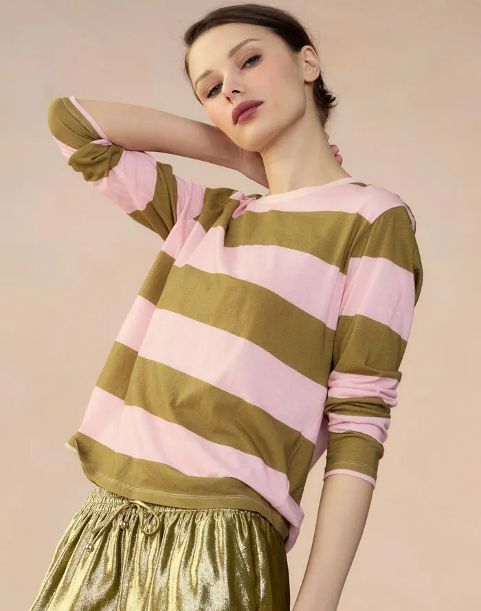 Women Cynthia Rowley Tops Long Sleeve Everyday Tee Grnpk
