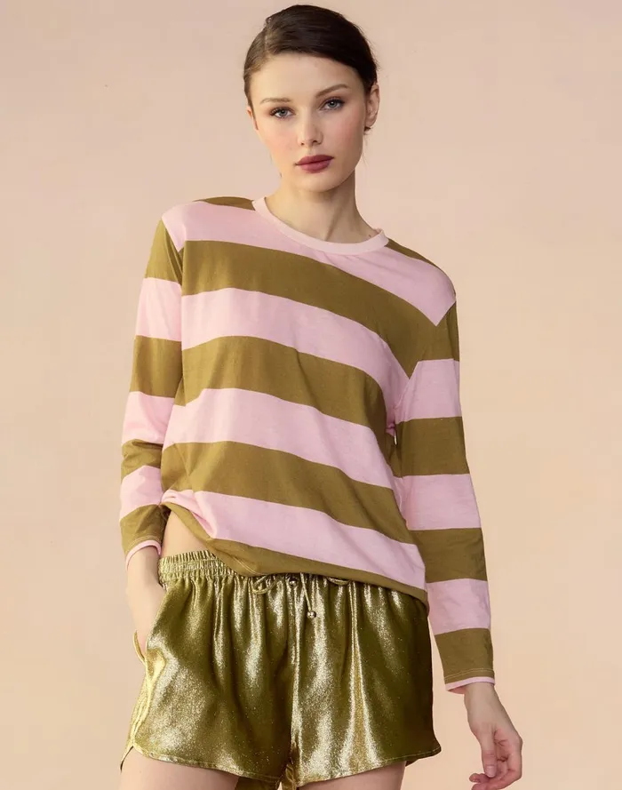 Women Cynthia Rowley Tops Long Sleeve Everyday Tee Grnpk