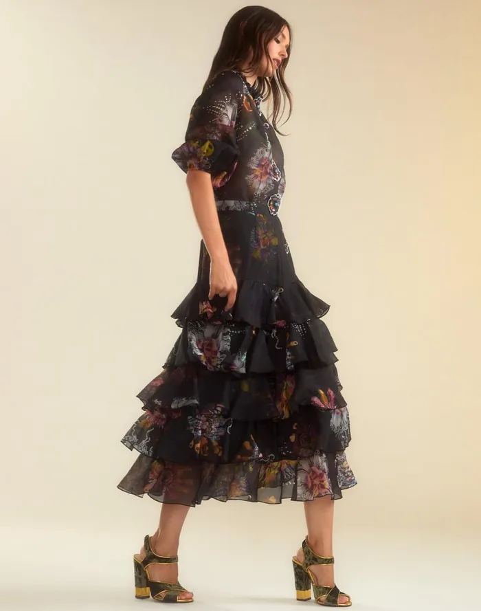 Women Cynthia Rowley Tops Prim Silk Organza Blouse Blkfl