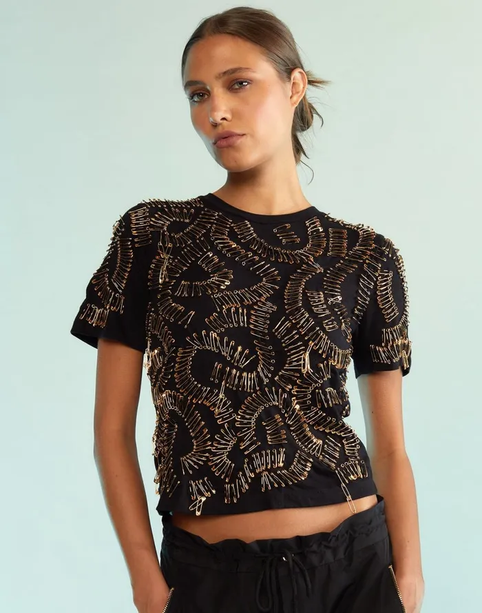 Women Cynthia Rowley Tops Safety First Tee Black