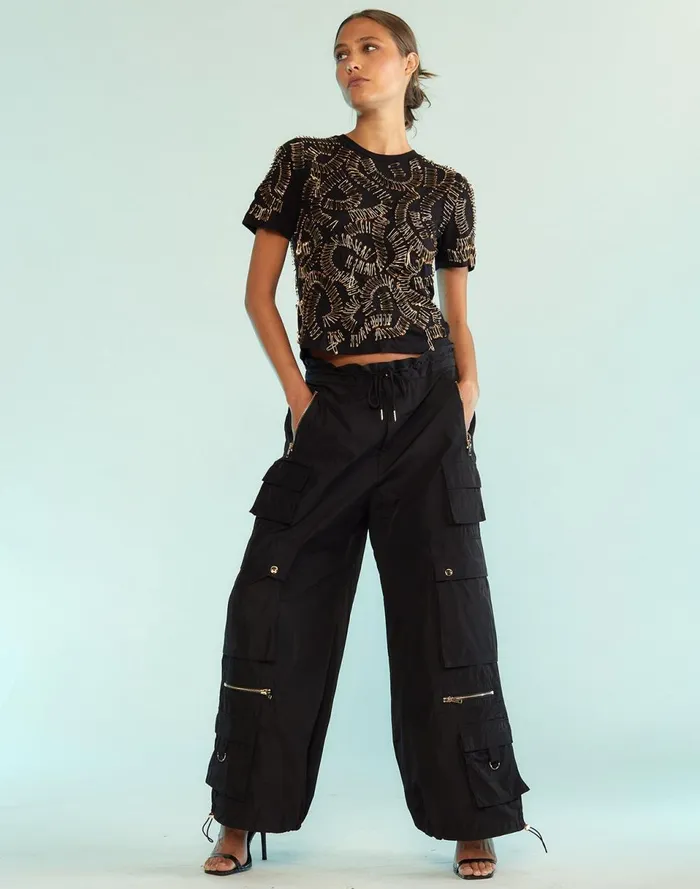 Women Cynthia Rowley Tops Safety First Tee Black Women Cynthia Rowley Tops Safety First Tee Black
