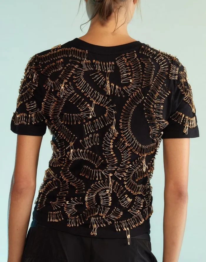 Women Cynthia Rowley Tops Safety First Tee Black Women Cynthia Rowley Tops Safety First Tee Black
