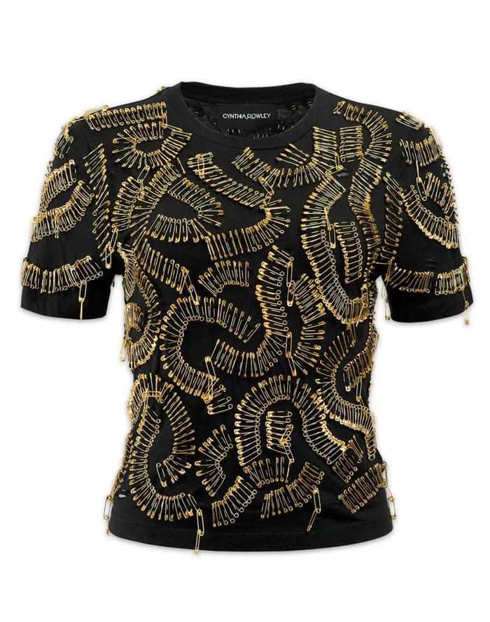 Women Cynthia Rowley Tops Safety First Tee Black Women Cynthia Rowley Tops Safety First Tee Black