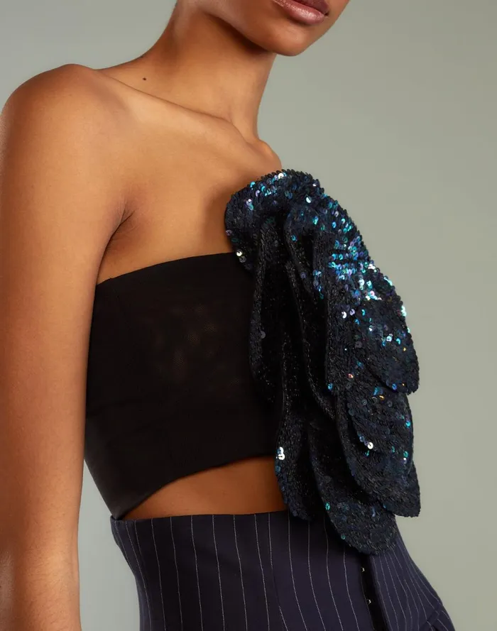 Women Cynthia Rowley Tops Sequin Flower Bandeau Drkmt Women Cynthia Rowley Tops Sequin Flower Bandeau Drkmt