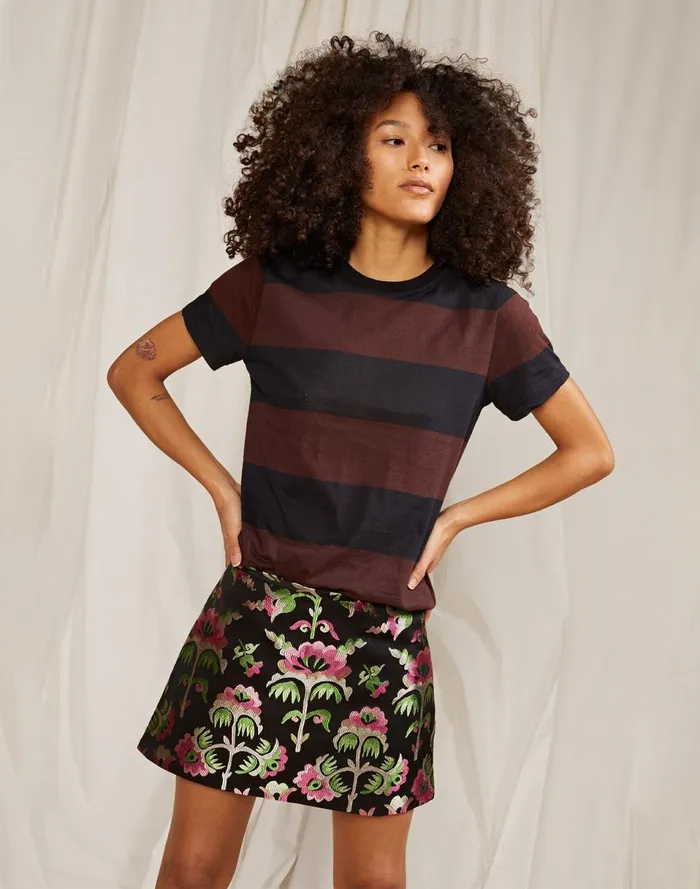 Women Cynthia Rowley Tops Striped Tee Blkbr Women Cynthia Rowley Tops Striped Tee Blkbr