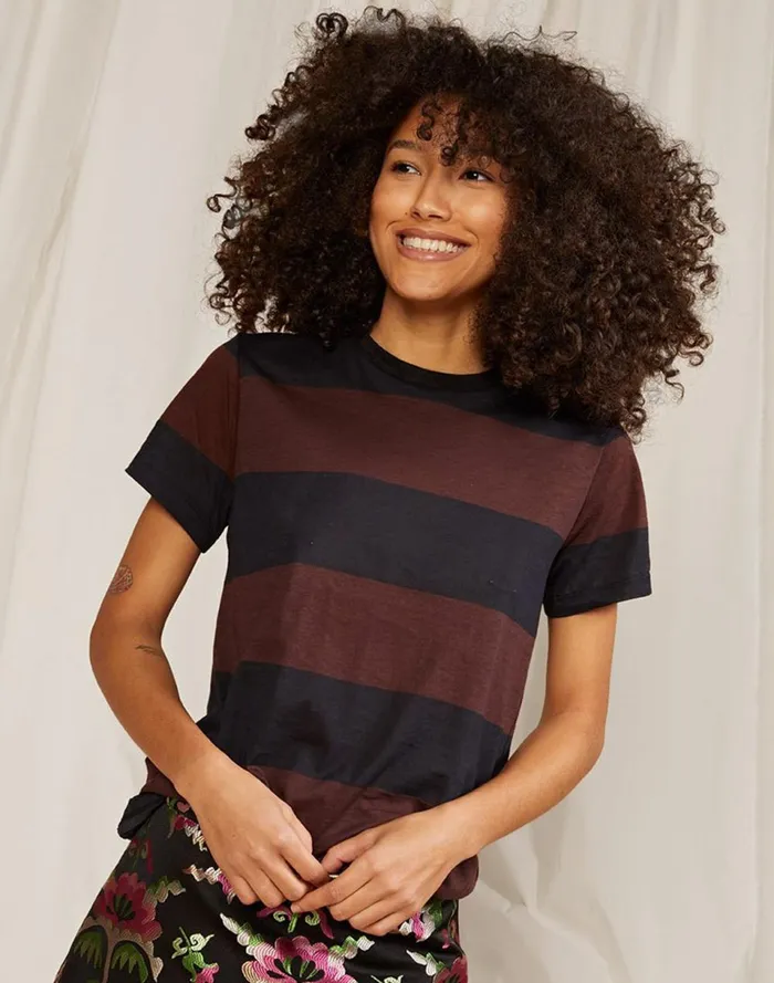 Women Cynthia Rowley Tops Striped Tee Blkbr Women Cynthia Rowley Tops Striped Tee Blkbr