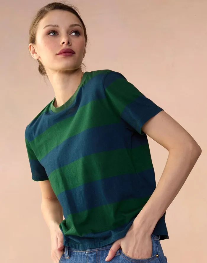 Women Cynthia Rowley Tops Striped Tee Grnvy