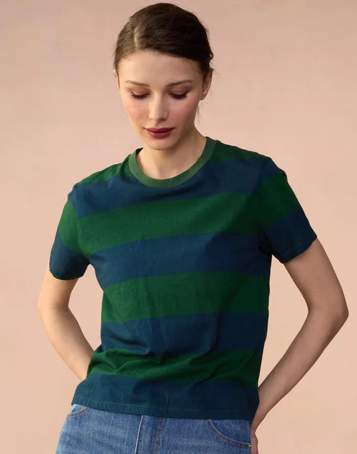 Women Cynthia Rowley Tops Striped Tee Grnvy Women Cynthia Rowley Tops Striped Tee Grnvy