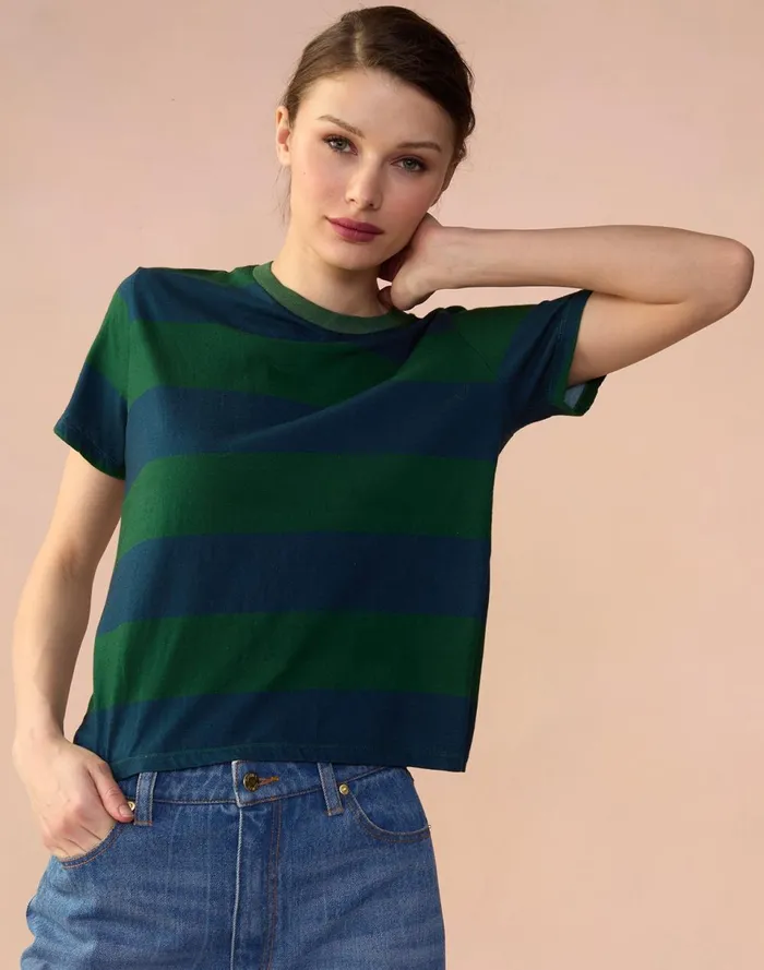 Women Cynthia Rowley Tops Striped Tee Grnvy Women Cynthia Rowley Tops Striped Tee Grnvy