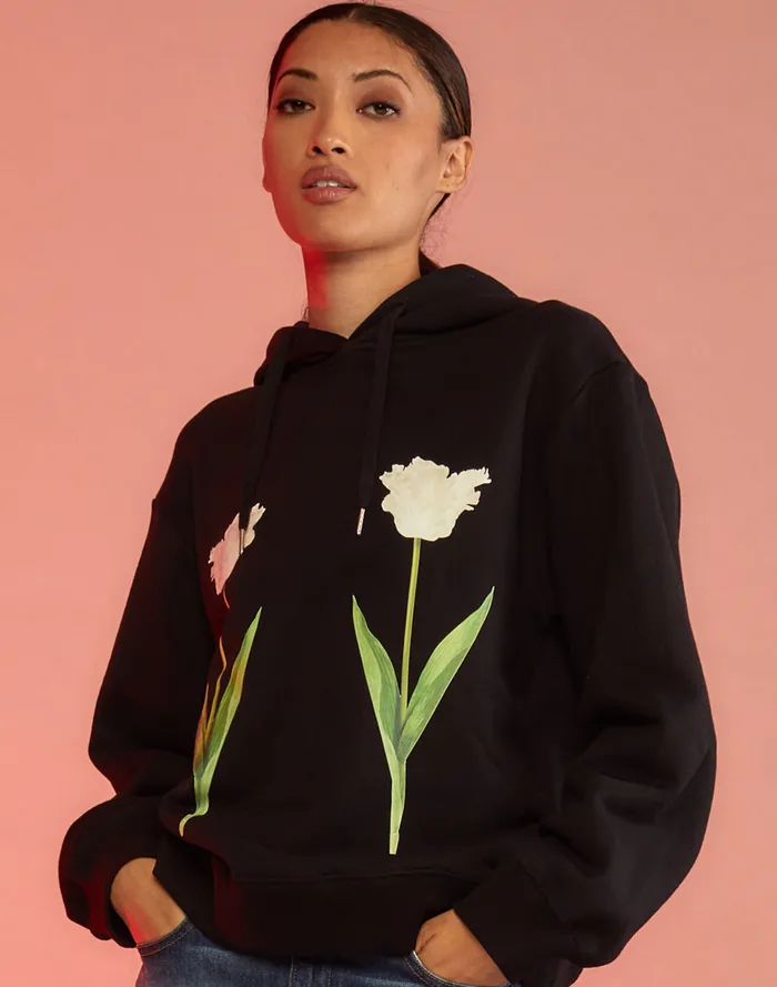Women Cynthia Rowley Tops Tulip Hoodie Black