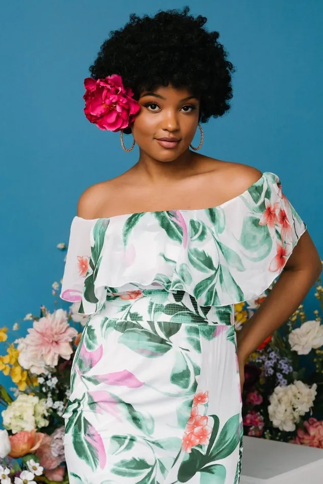 Women Daphne Off Shoulder Maxi Dress White Green Multi Floral Baltic Born Maxi Dresses