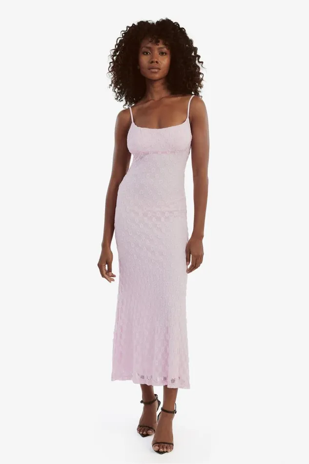 Women Day To Night Dresses Bardot Adoni Mesh Midi Dress In Soft Pink Soft Pink