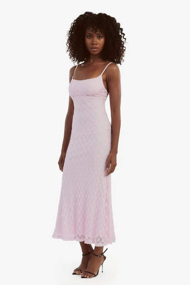 Women Day To Night Dresses Bardot Adoni Mesh Midi Dress In Soft Pink Soft Pink
