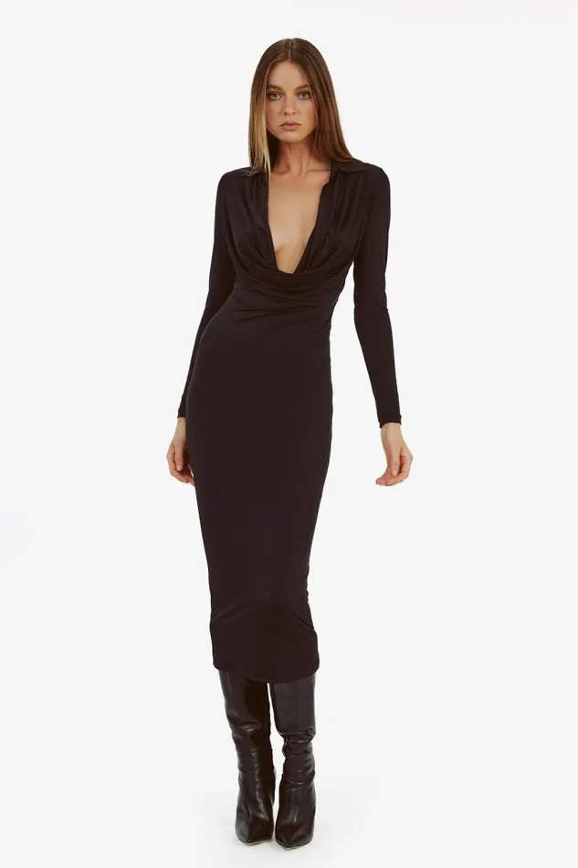 Women Day To Night Dresses Bardot Lorel Midi Dress In Black Black Women Day To Night Dresses Bardot Lorel Midi Dress In Black Black