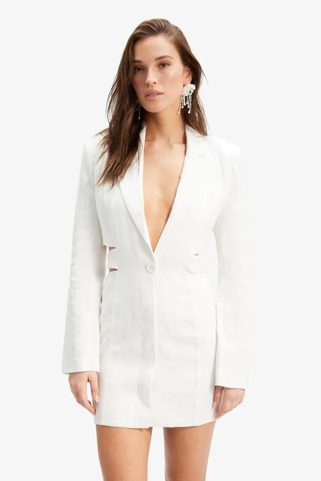 Women Day To Night Dresses Bardot Tribeca Linen Blazer Dress In Ivory Ivory Women Day To Night Dresses Bardot Tribeca Linen Blazer Dress In Ivory Ivory