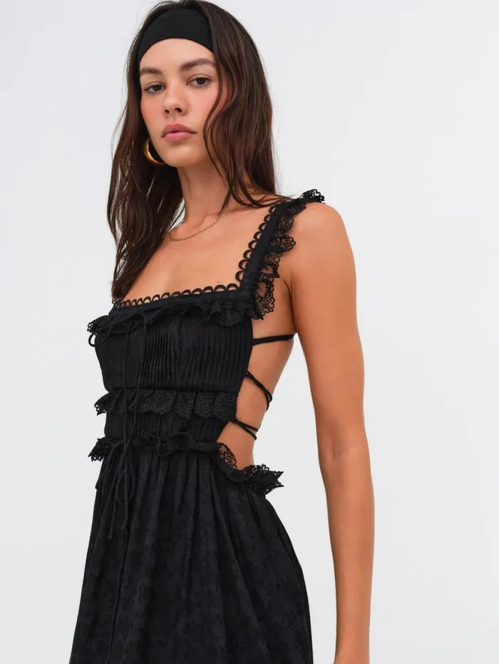 Women Deane Midi Dress Black For Love and Lemons Dresses