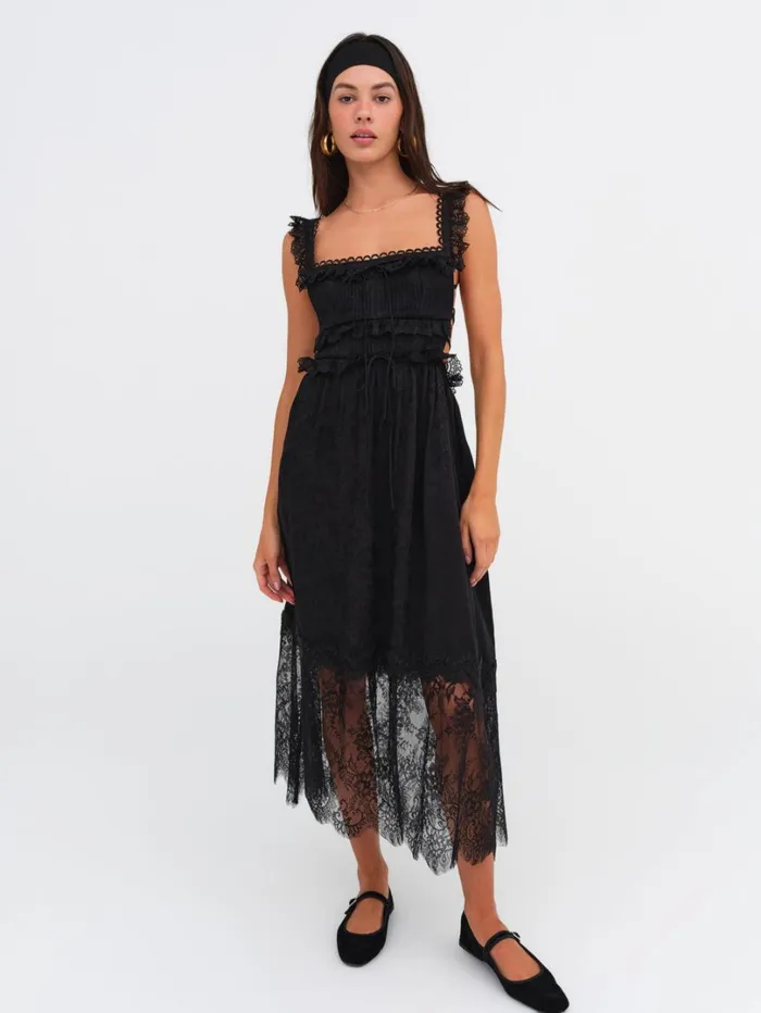 Women Deane Midi Dress Black For Love and Lemons Dresses