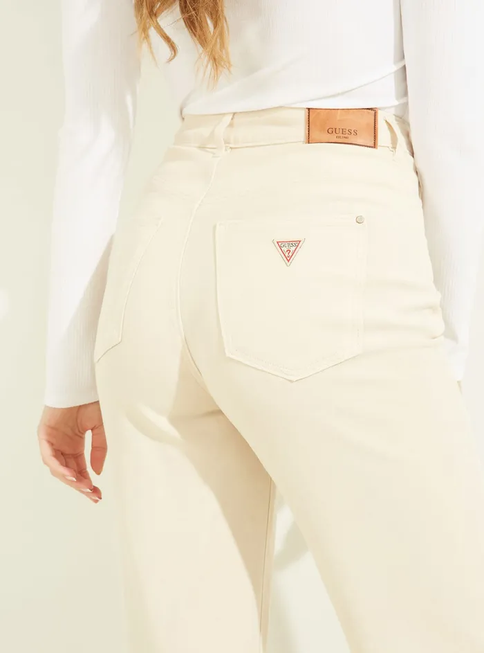 Women Denim GUESS Eco Highrise Straight Leg Denim Mom Jeans In Pearl Oyster Wash Women Denim GUESS Eco Highrise Straight Leg Denim Mom Jeans In Pearl Oyster Wash