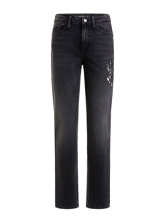 Women Denim GUESS Eco Highrise Straight Leg Girly Denim Jeans In Authentic Flower Wash Women Denim GUESS Eco Highrise Straight Leg Girly Denim Jeans In Authentic Flower Wash