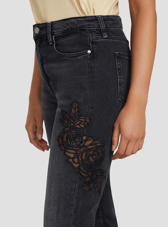Women Denim GUESS Eco Highrise Straight Leg Girly Denim Jeans In Authentic Flower Wash Women Denim GUESS Eco Highrise Straight Leg Girly Denim Jeans In Authentic Flower Wash