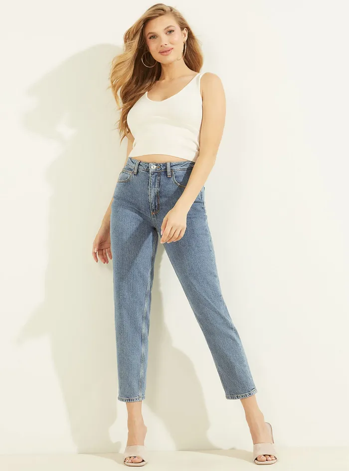 Women Denim GUESS Highrise Straight Leg Mom Denim Jeans In Authentic Mid Wash Women Denim GUESS Highrise Straight Leg Mom Denim Jeans In Authentic Mid Wash