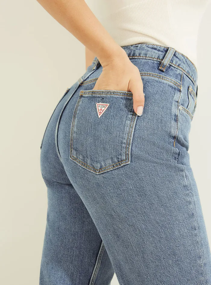 Women Denim GUESS Highrise Straight Leg Mom Denim Jeans In Authentic Mid Wash Women Denim GUESS Highrise Straight Leg Mom Denim Jeans In Authentic Mid Wash