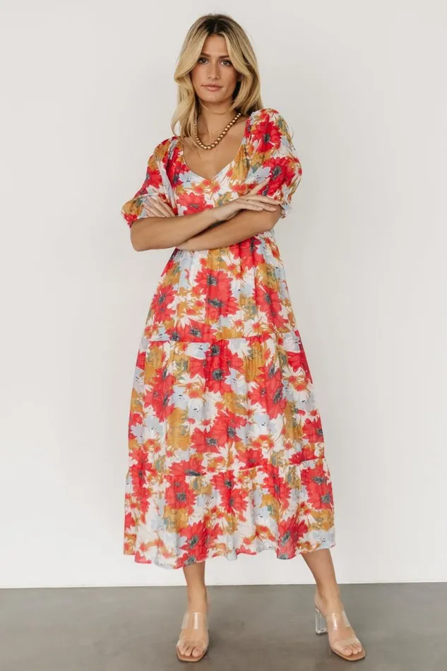 Women Denton Midi Dress Red Multi Baltic Born Midi Dresses Women Denton Midi Dress Red Multi Baltic Born Midi Dresses