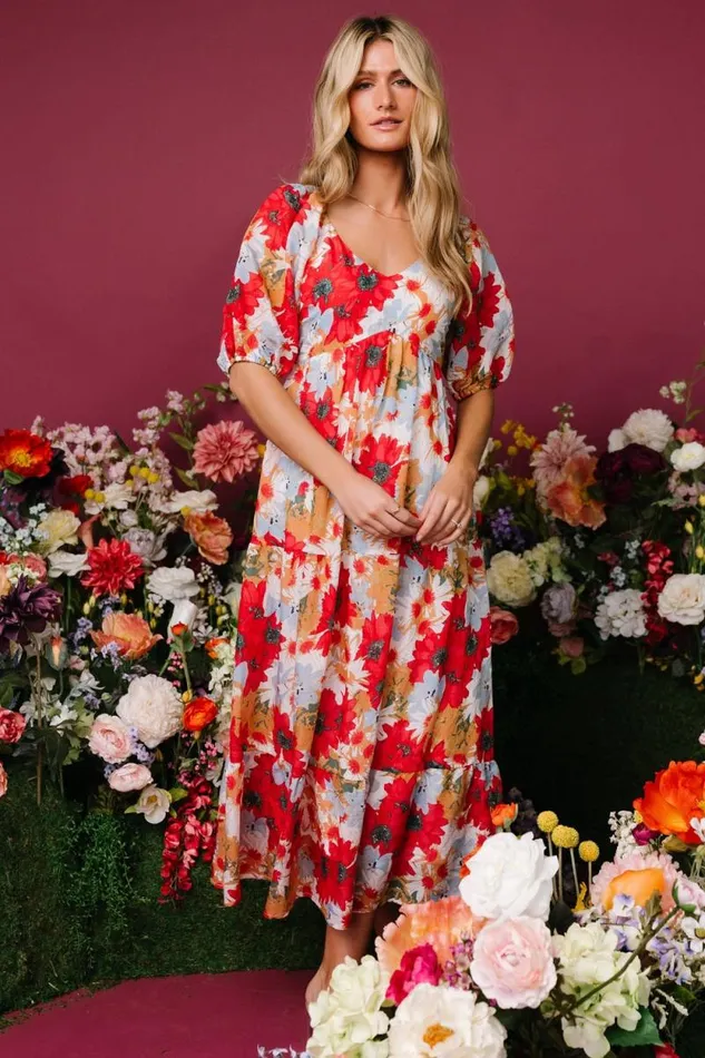 Women Denton Midi Dress Red Multi Baltic Born Midi Dresses Women Denton Midi Dress Red Multi Baltic Born Midi Dresses