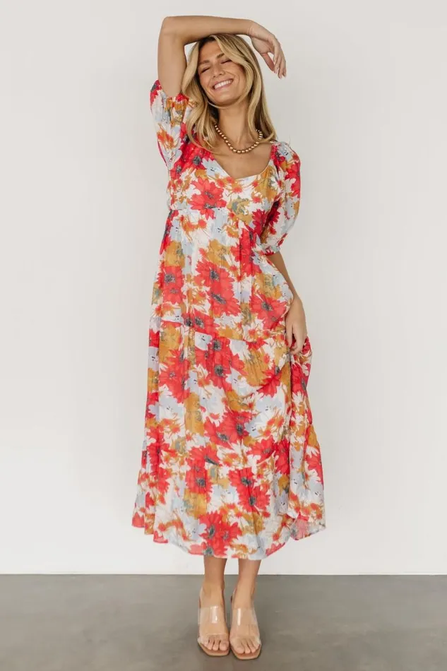Women Denton Midi Dress Red Multi Baltic Born Midi Dresses Women Denton Midi Dress Red Multi Baltic Born Midi Dresses