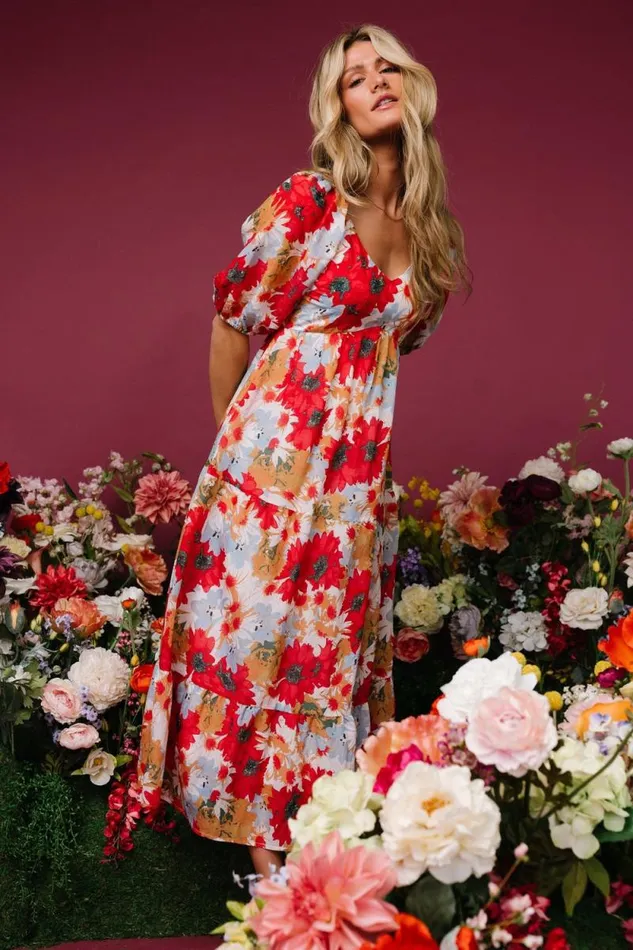 Women Denton Midi Dress Red Multi Baltic Born Midi Dresses Women Denton Midi Dress Red Multi Baltic Born Midi Dresses